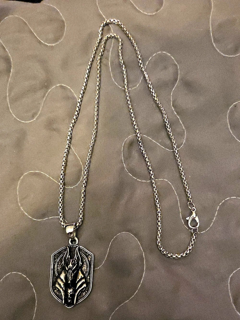 Silver-Tone Anubis Sheild Pendant Necklace